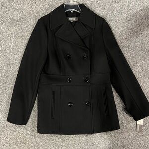 NWT Classic Black Double-Breasted Women's Coat